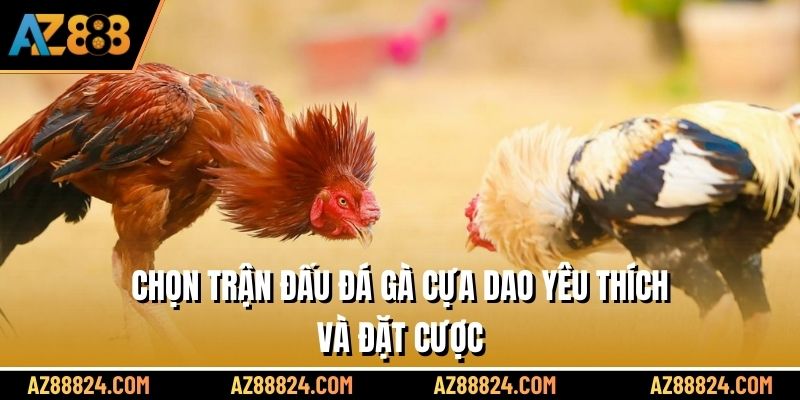 Chọn trận đấu đá gà cựa dao yêu thích và đặt cược